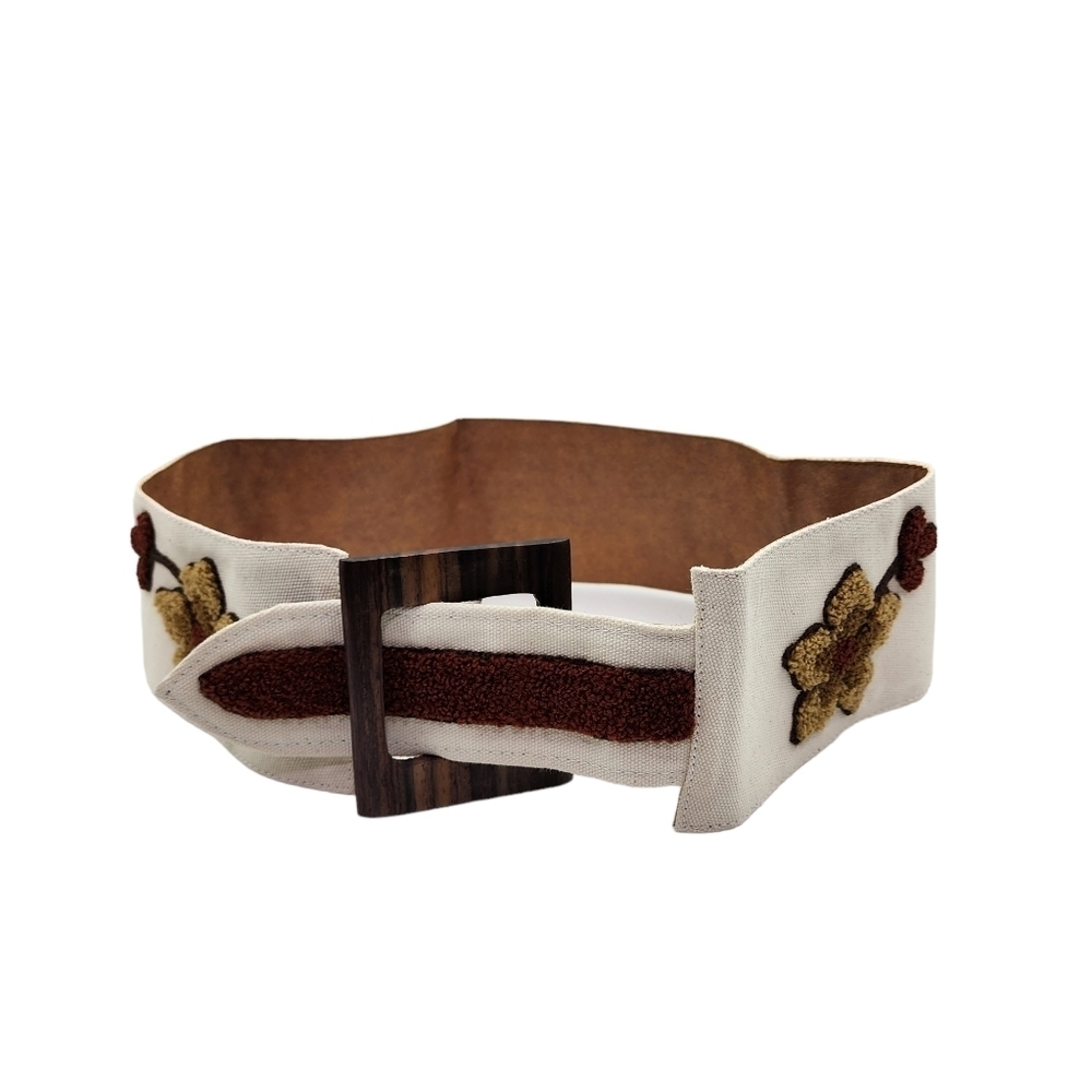 Women's Floral Design Hook And Loop Textile Belt